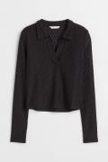 H&M Shirt mit Kragen Schwarz, Tops in Größe S. Farbe: Black