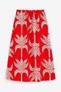 H&M Ausgestellter Rock Rot/Palmen, Röcke in Größe S. Farbe: Red/palm t...
