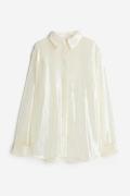 H&M Oversized Bluse mit Pailletten Weiß, Blusen in Größe S. Farbe: Whi...