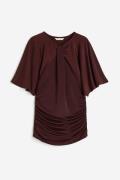 H&M Shirt mit Twist-Detail Weinrot, T-Shirt in Größe XS. Farbe: Burgun...