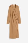 H&M Wickelkleid aus Jersey Dunkelbeige, Alltagskleider in Größe XS. Fa...