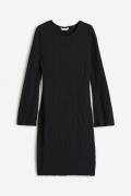 H&M Jerseykleid mit Struktur Schwarz, Alltagskleider in Größe XS. Farb...