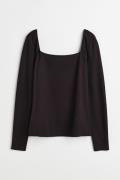 H&M Shirt mit eckigem Ausschnitt Schwarz, Tops in Größe XL. Farbe: Bla...
