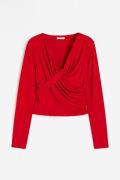 H&M Jerseyshirt mit Twistdetail Rot, Tops in Größe XS. Farbe: Red