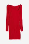H&M Bodycon-Kleid in Rippstrick Rot, Alltagskleider Größe M. Farbe: Re...