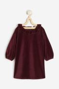 H&M Kleid aus Baumwollsamt Dunkelrot, Kleider in Größe 140. Farbe: Dar...