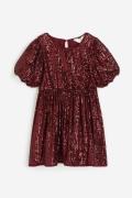 H&M Paillettenkleid Dunkelrot, Kleider in Größe 92. Farbe: Dark red