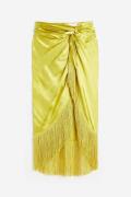 H&M Satinrock mit Fransen Gelb, Röcke in Größe 38. Farbe: Yellow