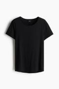 H&M T-Shirt mit Rollkanten Schwarz in Größe S. Farbe: Black