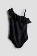 H&M One-Shoulder-Badeanzug Schwarz in Größe 170. Farbe: Black 011