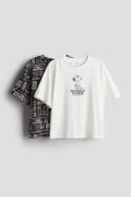 H&M 2er-Pack T-Shirts mit Print Weiß/Snoopy, & Tops in Größe 146/152. ...