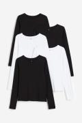 H&M 5er-Pack Jerseyshirts Schwarz/Weiß, T-Shirts & Tops in Größe 146/1...