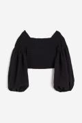 H&M Gesmoktes Off-Shoulder-Shirt Schwarz, Tops in Größe XXL. Farbe: Bl...