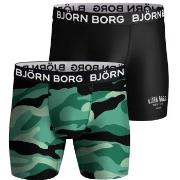 Björn Borg 2P Performance Boxer 1727 Schwarz/Grün Polyester Small Herr...