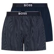 BOSS 2P Patterned Cotton Boxer Shorts EW Marine gemustert Baumwolle Me...