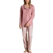 Calida Lovely Nights Pyjama Button Tab Rosa Muster Baumwolle Small Dam...