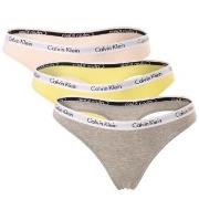 Calvin Klein 3P Carousel Thongs Rosa/Gelb Baumwolle Small Damen