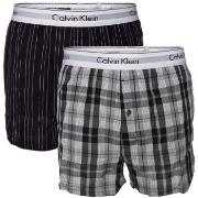 Calvin Klein 2P Modern Cotton Woven Slim Fit Boxer Schwarz gemustert g...
