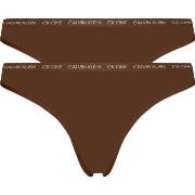 Calvin Klein 2P One Cotton Stretch Plus Thong Dunkelbraun Baumwolle X-...