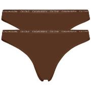 Calvin Klein 2P One Cotton Stretch Thong Dunkelbraun Baumwolle Medium ...