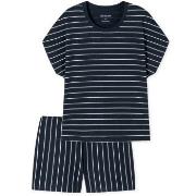 Schiesser Just Stripes Short Pyjamas Marine Baumwolle 38 Damen