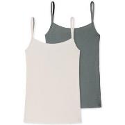 Schiesser 2P Modal Essentials Spagetti Top Grun/Weiss Modal 40 Damen