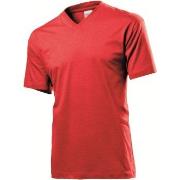 Stedman Classic V-Neck Men T-shirt Rot Baumwolle Small Herren