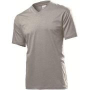 Stedman Classic V-Neck Men T-shirt Dunkelgrau Baumwolle Small Herren