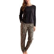 Trofe Zebra Long Sleeve Pyjama Schwarz gemustert Baumwolle Small Damen