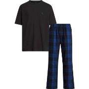 Calvin Klein Pure Flannel Short Sleeve Pyjamas Schwarz/Blau Baumwolle ...
