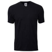 Dovre Single Jersey  V-neck T-Shirt Schwarz Baumwolle Small Herren