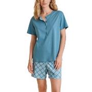 Calida Daylight Dreams Short Pyjamas Blau Muster Baumwolle Large Damen