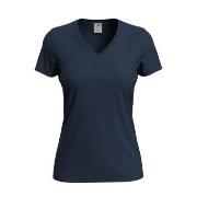 Stedman Classic V-Neck Women T-shirt Dunkelblau Baumwolle Small Damen