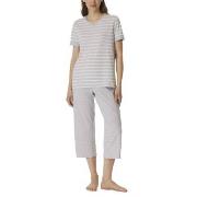 Schiesser Women Three Quarter Pyjamas Weiß/Grau Baumwolle 38 Damen