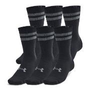 Under Armour 6P Essential Crew Socks Schwarz gestreift Polyester Small