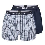 BOSS 2P Woven Boxer Shorts With Fly Dunkelblau Baumwolle Small Herren