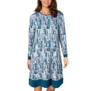 Lady Avenue Bamboo Longsleeve Nightdress Blau Muster Bambus Small Dame...