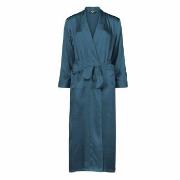 Lady Avenue Pure Silk Long Robe Petrol Seide Medium Damen