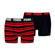 Puma 2P Heritage Stripe Boxer Schwarz/Rot Baumwolle Small Herren