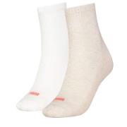 Puma 2P Women Heart Logo Short Crew Socks Vanille/Weiß Gr 39/42 Damen