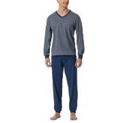 Schiesser Comfort Essentials V-Neck Long Pyjamas Blau Baumwolle Small ...