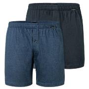 Schiesser 2P Long Boxershorts Blau/Blau Baumwolle Small Herren