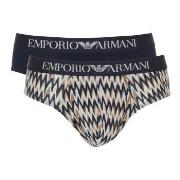 Armani Cotton Stretch Print Briefs 2P Beige/Marine Baumwolle Small Her...