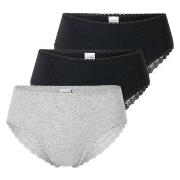 Schiesser 3P Modern Brazillian Slips Schwarz/Grau Baumwolle 38 Damen