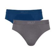 Sloggi 2P SLG Base Midi Briefs Grau/Blau Baumwolle Small Herren