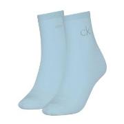 Calvin Klein 2P Shiny Logo Short Socks Hellblau Gr 39/42 Damen