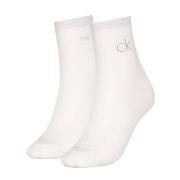Calvin Klein 2P Shiny Logo Short Socks Weiß Gr 39/42 Damen
