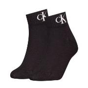 Calvin Klein 2P Women Monogram Quarter Socks Schwarz Gr 39/42 Damen