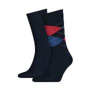Tommy Hilfiger 2P Men Sock Check Blau/Rot Gr 39/42 Herren