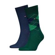 Tommy Hilfiger 2P Men Sock Check Blau/Grün Gr 39/42 Herren